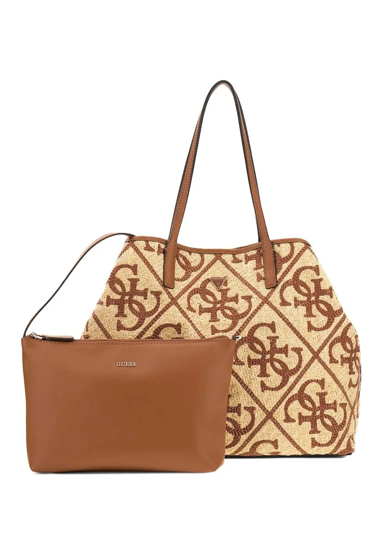 Geanta shopper cu logo brodat Kirsten Large 2 In 1, Maro/Galben