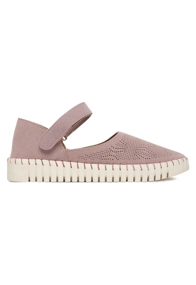 Pantofi dama  violet, textil, inchidere Velcro, varf rotund,