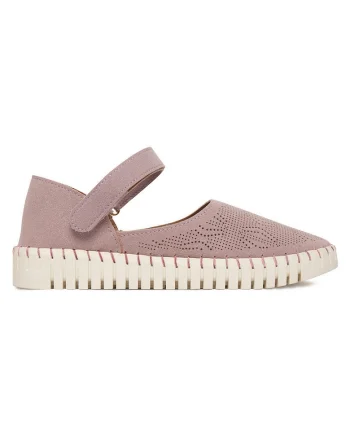 Pantofi dama  violet, textil, inchidere Velcro, varf rotund,