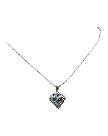 Colier  Heart Of Amethyst, pandantiv inima cu cristal ametist, 40cm+4cm