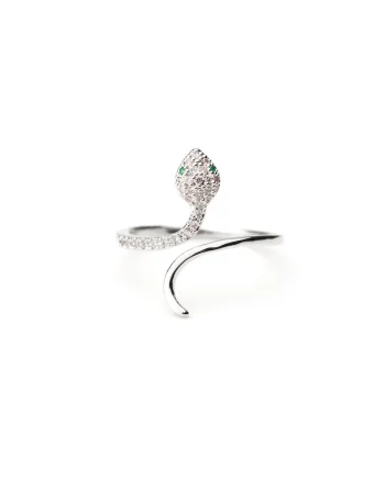 Inel  Panthere placat cu aur alb, incrustat cu cristale Zirconia, dimensiune reglabila