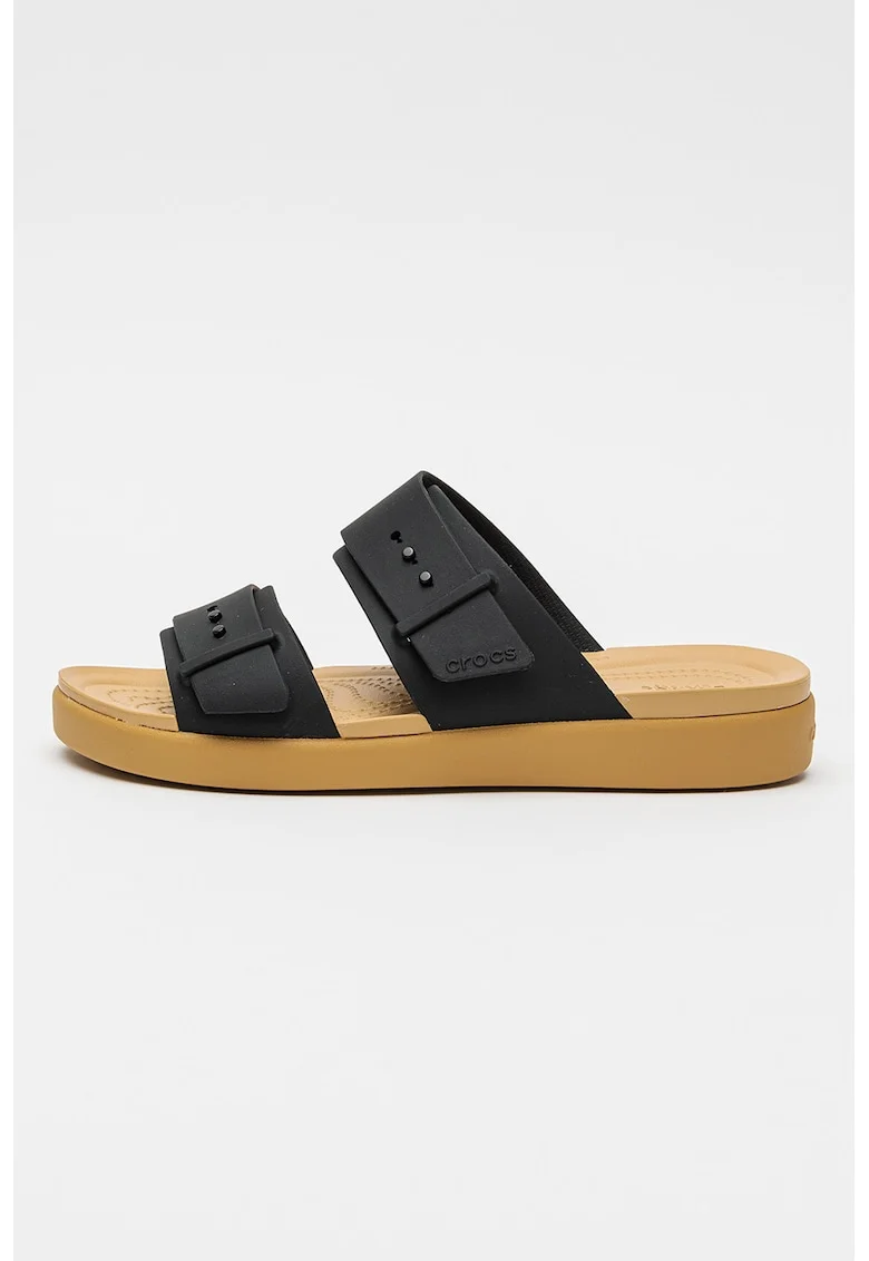 Papuci cu catarama Brooklyn, Negru/Caramel