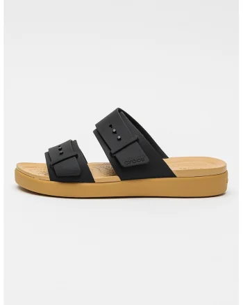 Papuci cu catarama Brooklyn, Negru/Caramel