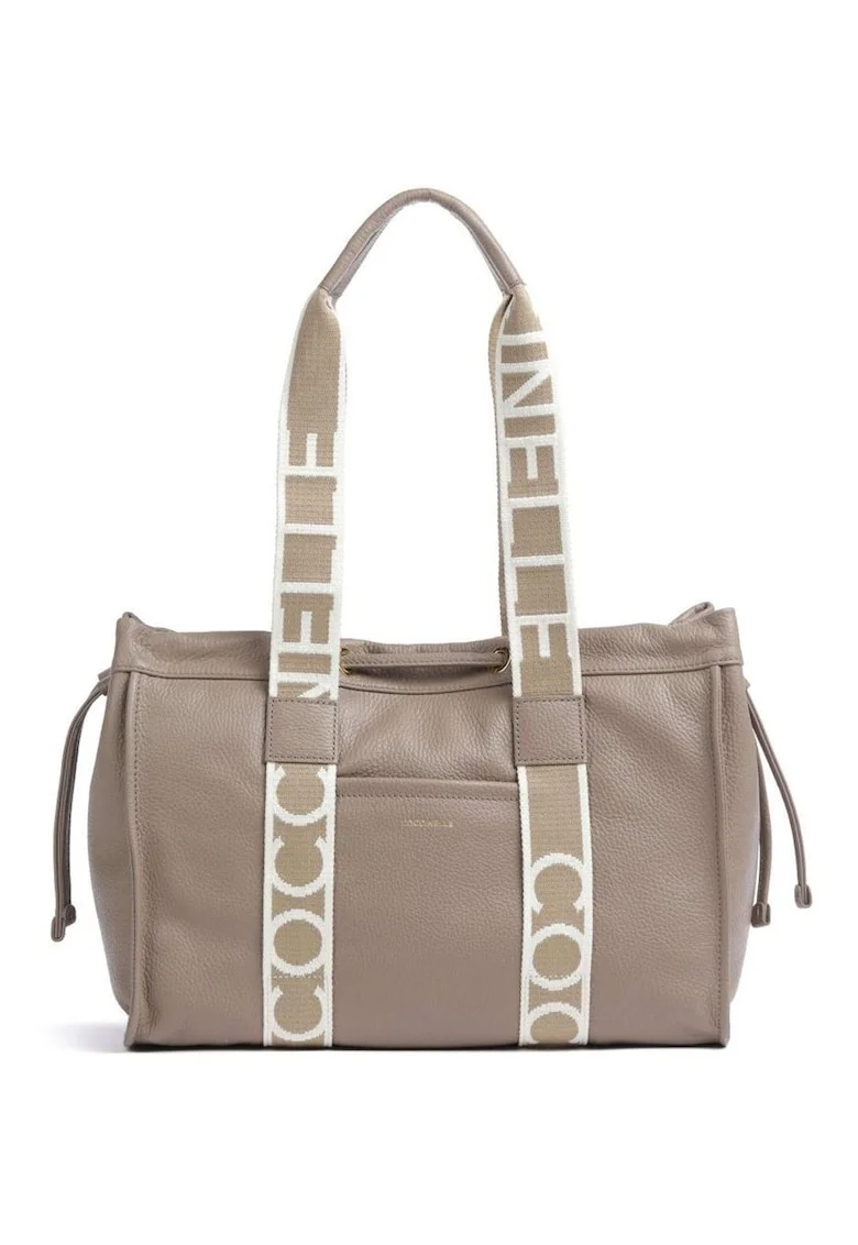 Geanta dama  2Day Signature maro taupe 35x25x15cm piele naturala