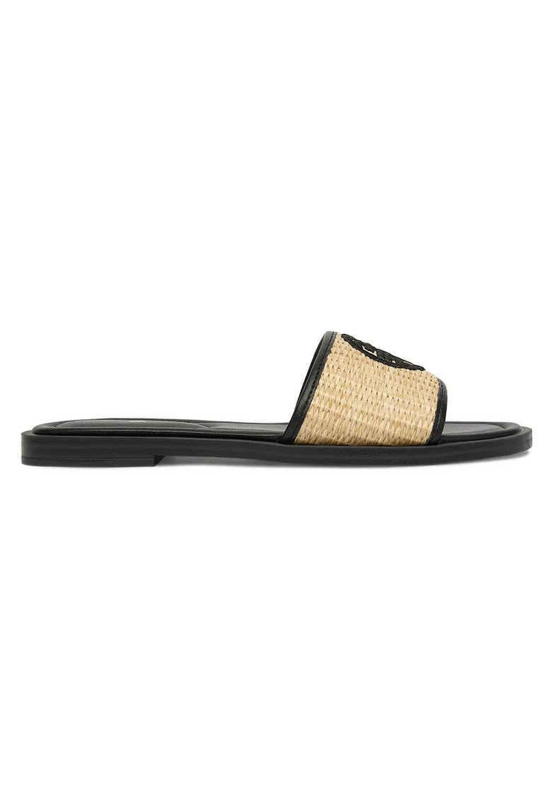 Papuci  bej, sintetic, piele ecologica,