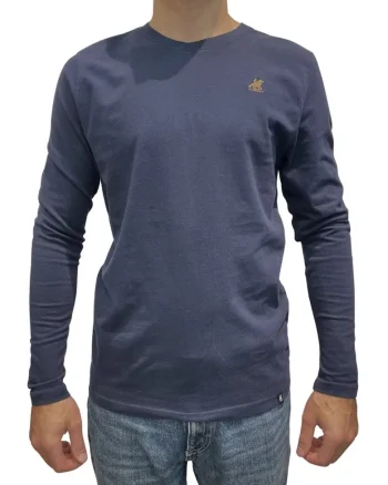 U.S. Grand POLO Tricou barbati cu maneca lunga si decolteu la baza gatului, Bleumarin inchis,
