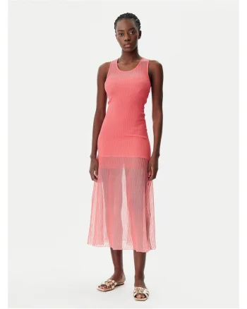 Rochie tricotata de dama  corai, fabricata din material de calitate