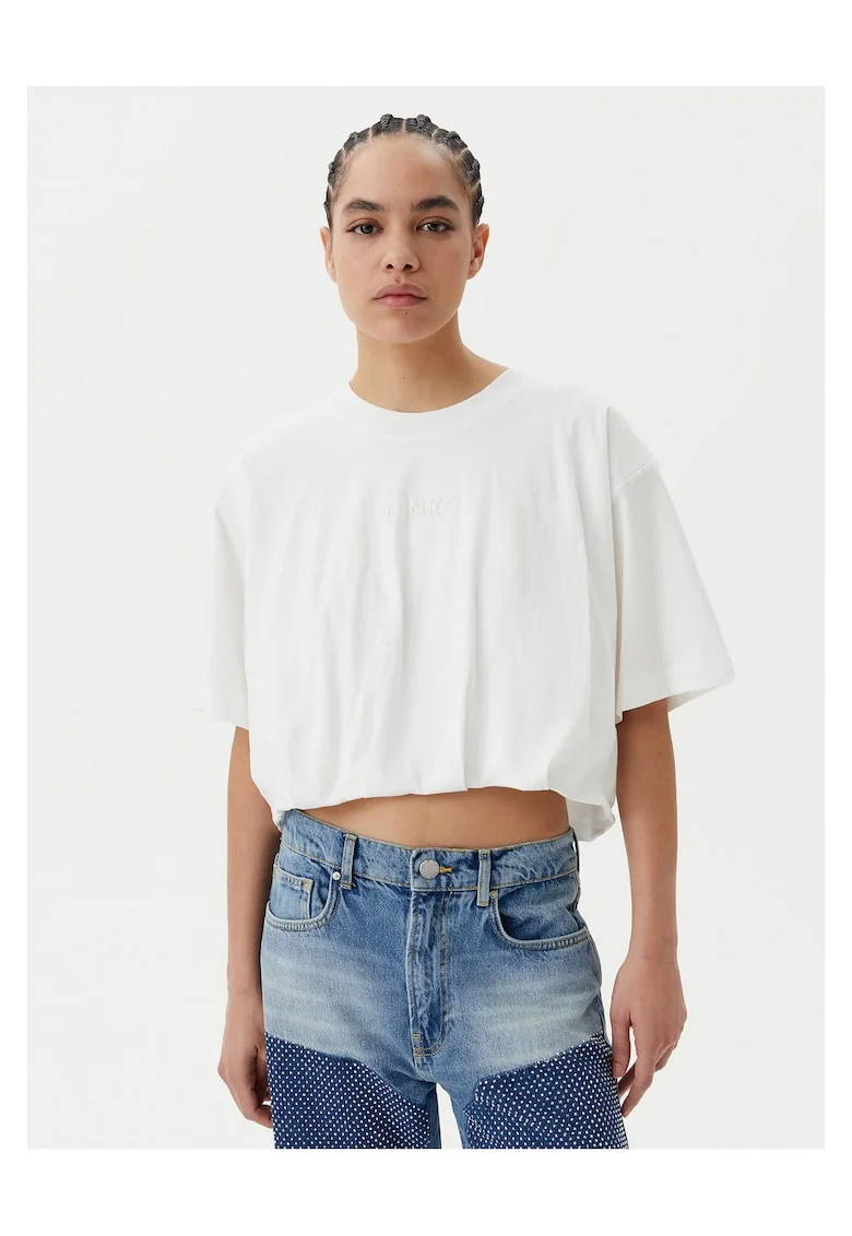 Tricou dama  alb, scurt