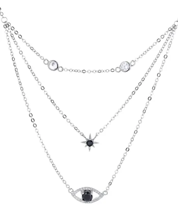 Lantisor argint 925, JW1242, model ochisor si steluta, placat cu rodiu