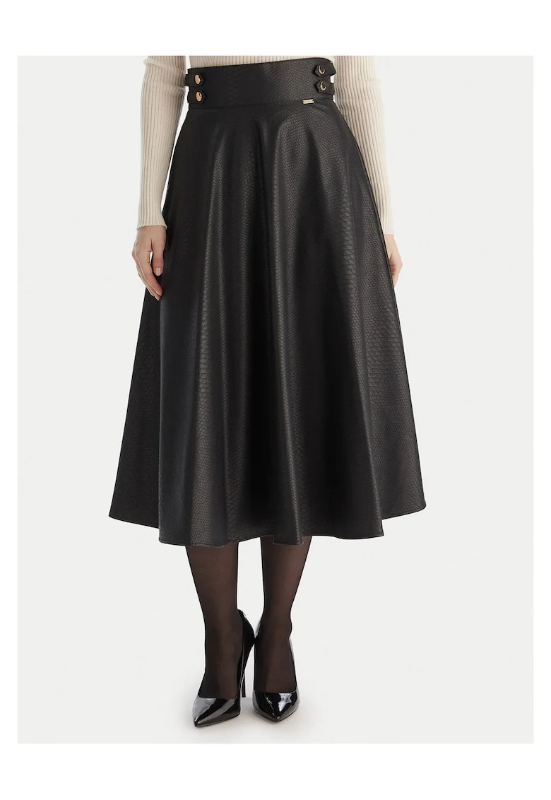 Fusta  din imitatie de piele, neagra