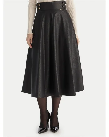 Fusta  din imitatie de piele, neagra