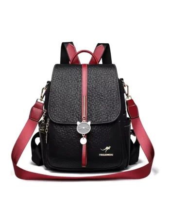 Rucsac dama, Iliris GT3605, Negru/Rosu