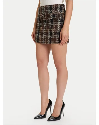 Fusta mini de dama  maro, negru
