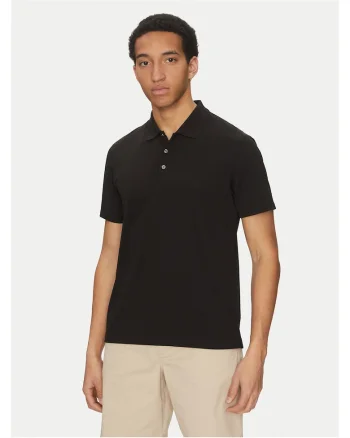 Tricou barbati  negru, bumbac, stil polo