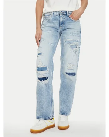Blugi dama  Model Straight Fit, Albastru