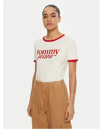 Tricou pentru dama,  Alb/Rosu