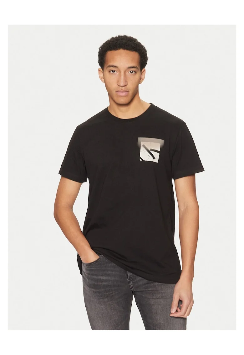 Tricou barbati, negru, bumbac,