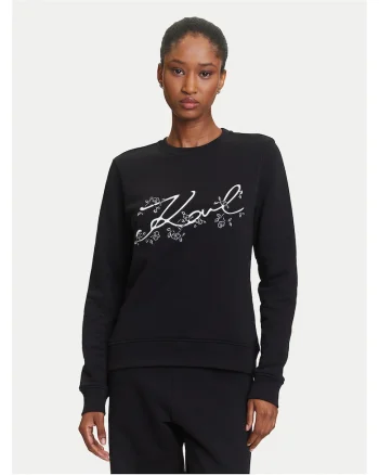 Hanorac dama  negru, textil, cu logo
