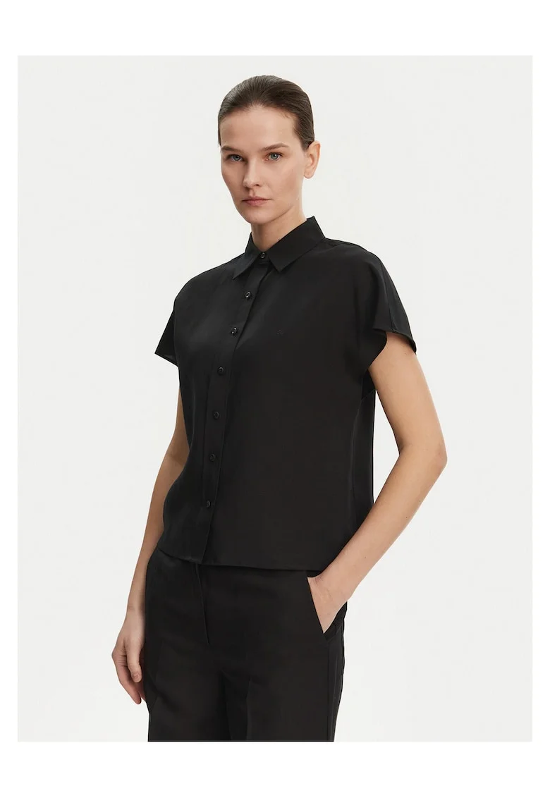 Camasa dama  negru, cu maneca scurta