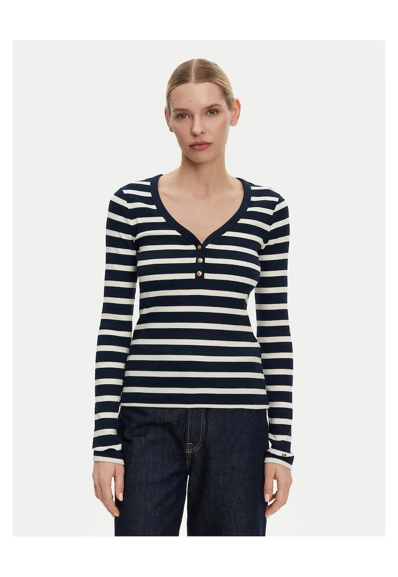 Bluza dama  alb/bleumarin,