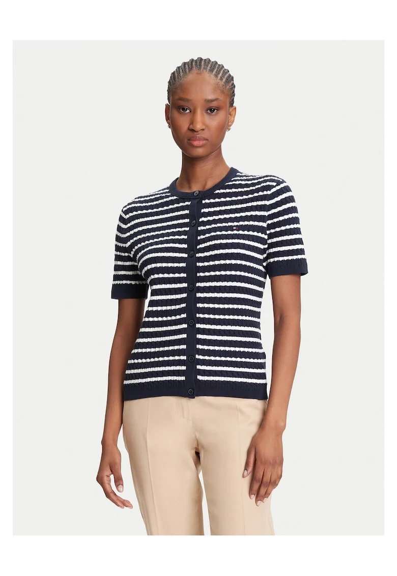 Cardigan dama  bleumarin-alb, pulover de iarna