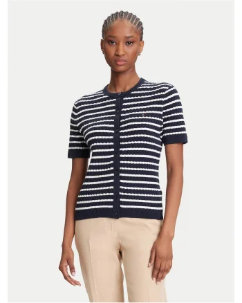 Cardigan dama  bleumarin-alb, pulover de iarna