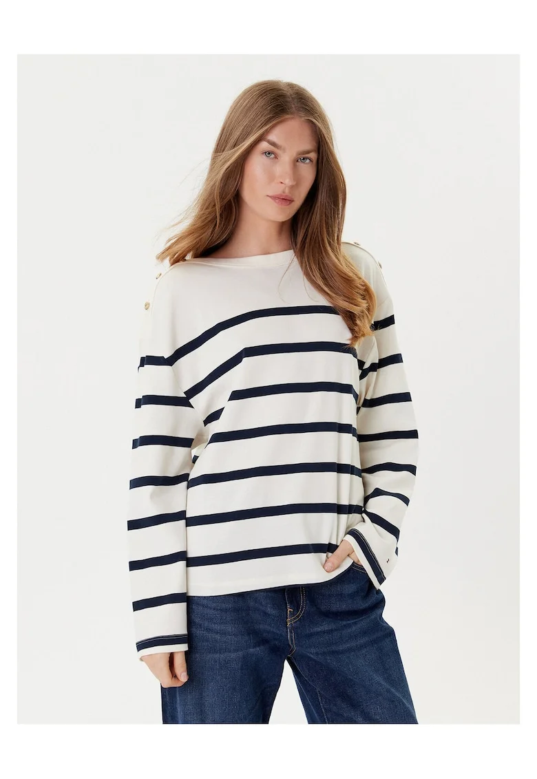 Bluza de dama  ecru/bleumarin,
