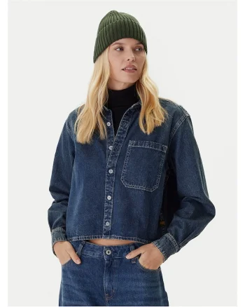 Camasa din denim pentru femei  albastru inchis