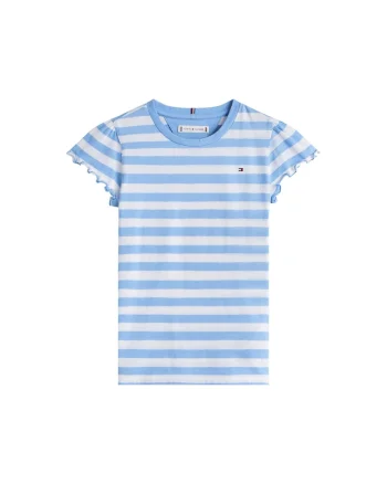 Tricou pentru fete,  albastru/alb