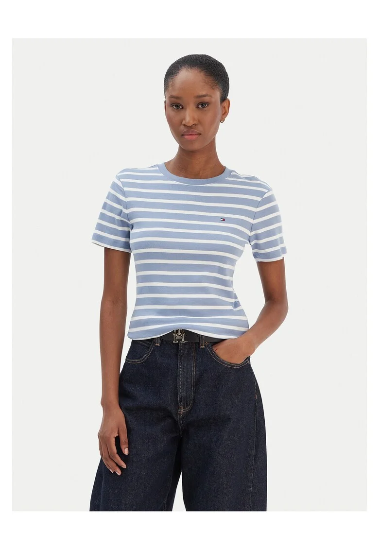 Tricou dama,  Albastru/Alb, Dungi