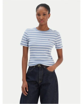 Tricou dama,  Albastru/Alb, Dungi
