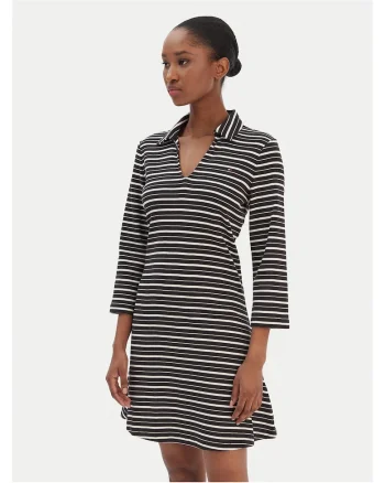 Rochie casual dama  negru, dungi albe