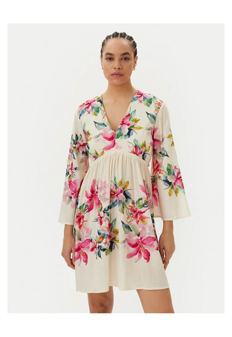 Rochie de vara de  ecru, model floral