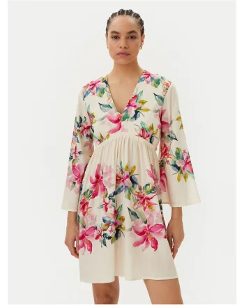 Rochie de vara de  ecru, model floral
