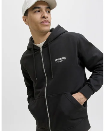 Hanorac din amestec de bumbac organic cu logo, Negru