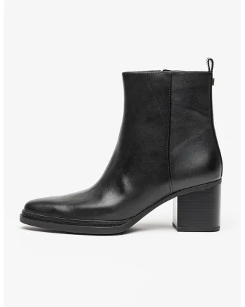 Botine din piele cu toc masiv Lex, Negru