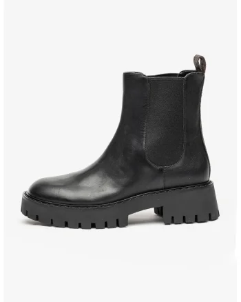 Ghete Chelsea din piele, Maro inchis/Negru