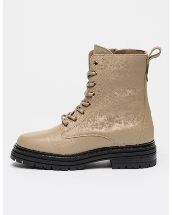 Ghete din piele cu benzi pull-on, Bej