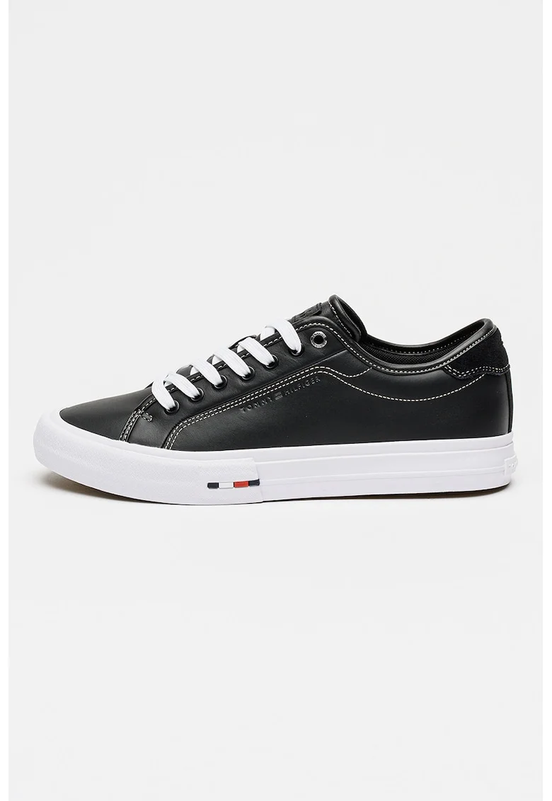 Pantofi sport din piele si piele ecologica, Negru
