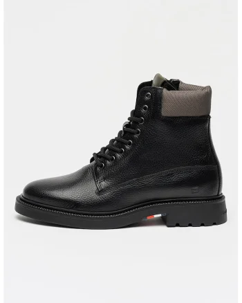 Ghete din piele si material textil, Negru