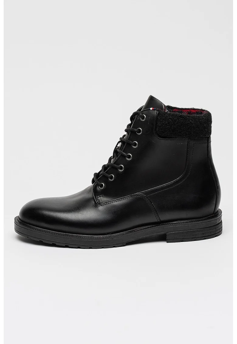 Ghete din piele cu sireturi, Negru