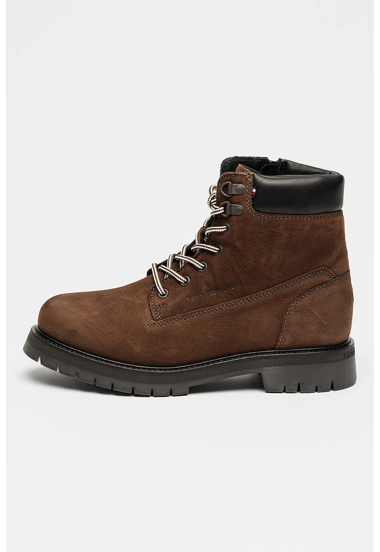 Ghete din piele intoarsa si piele, Maro cognac