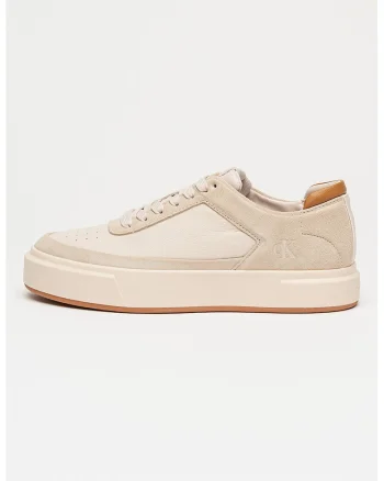 Pantofi sport flatform din piele cu logo, Bej