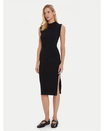 Rochie tricotata de dama,  negru, fabricata din material de calitate