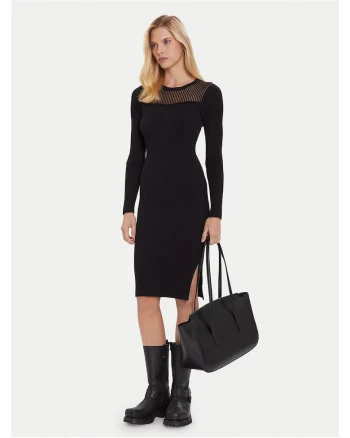 Rochie tricotata de dama  negru, fabricata din material de calitate