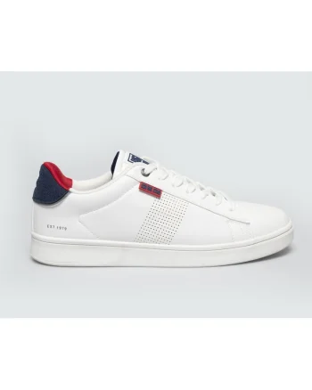 Pantofi sport din piele ecologica cu banda laterala perforata,