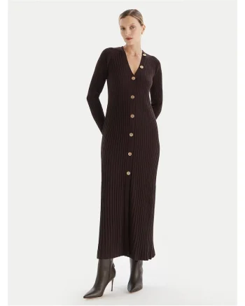 Rochie tricotata de dama,  maro, fabricata din material de calitate