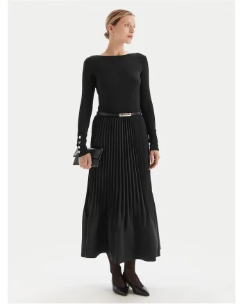 Rochie tricotata de dama  negru, fabricata din material de calitate