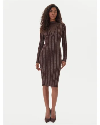 Rochie tricotata de dama  maro, fabricata din material de calitate