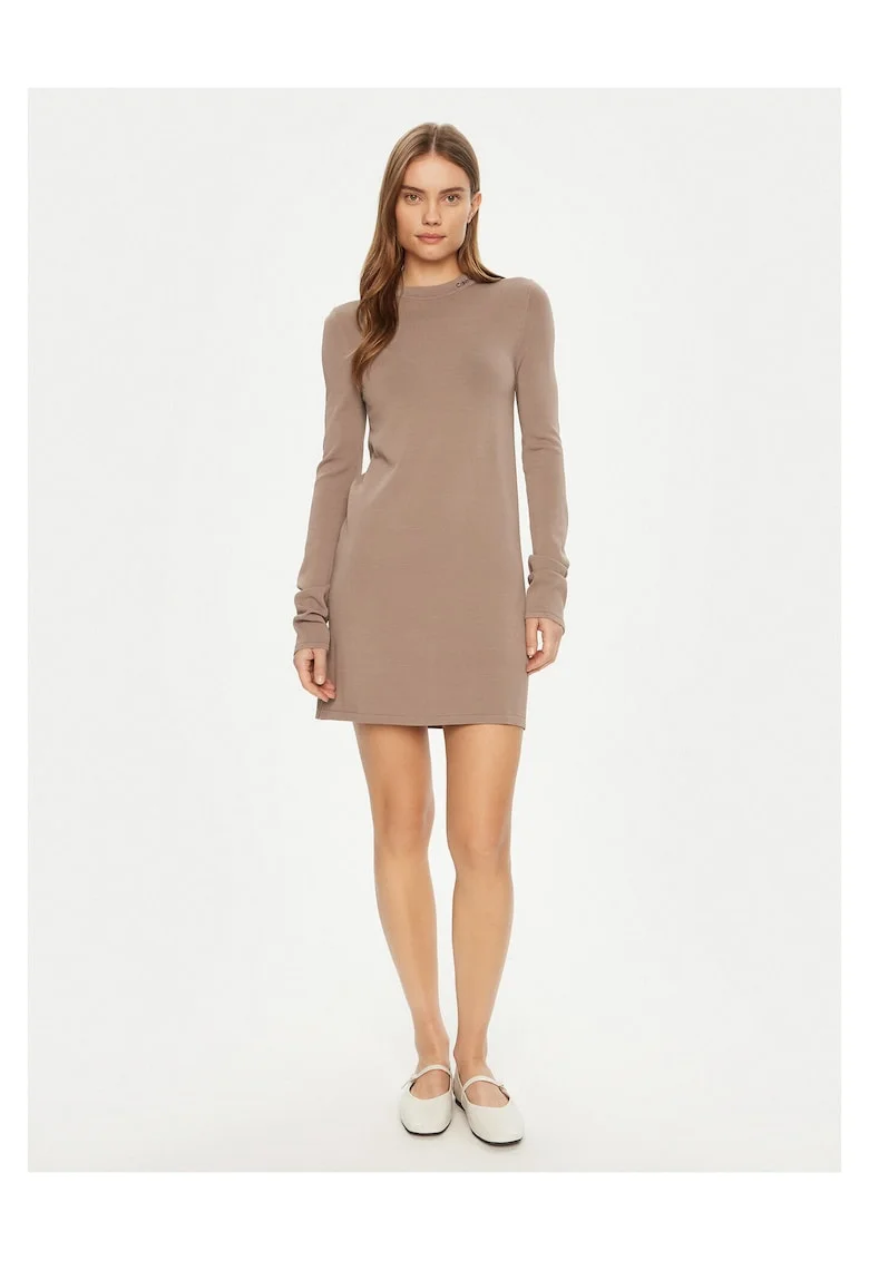 Rochie casual dama  bej, din material confortabil